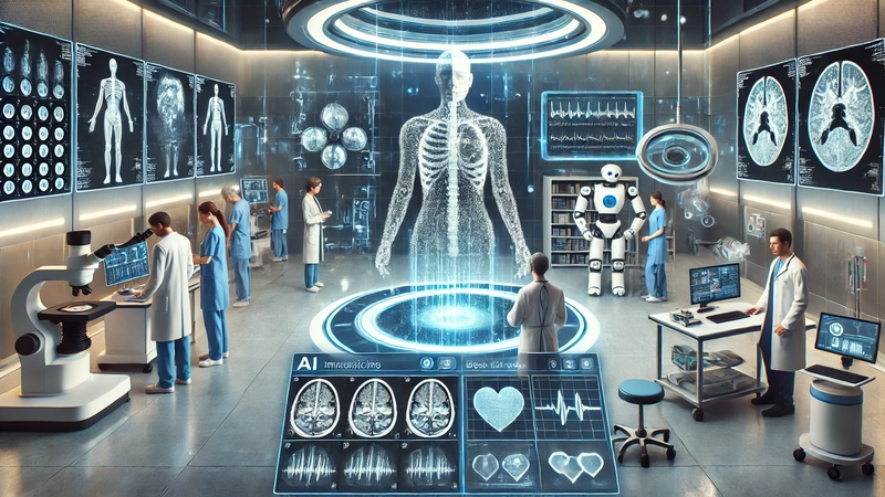 Home 20 MundoAitec DALL·E-2025-03-12-21 DALL·E-2025-03-12-21 DALL·E 2025 03 12 21.08.45 A highly detailed and realistic image representing the concept of AI in Medicine. The scene takes place in a futuristic hospital or laboratory wher MundoAitec Home DALL E 2025 03 12 21